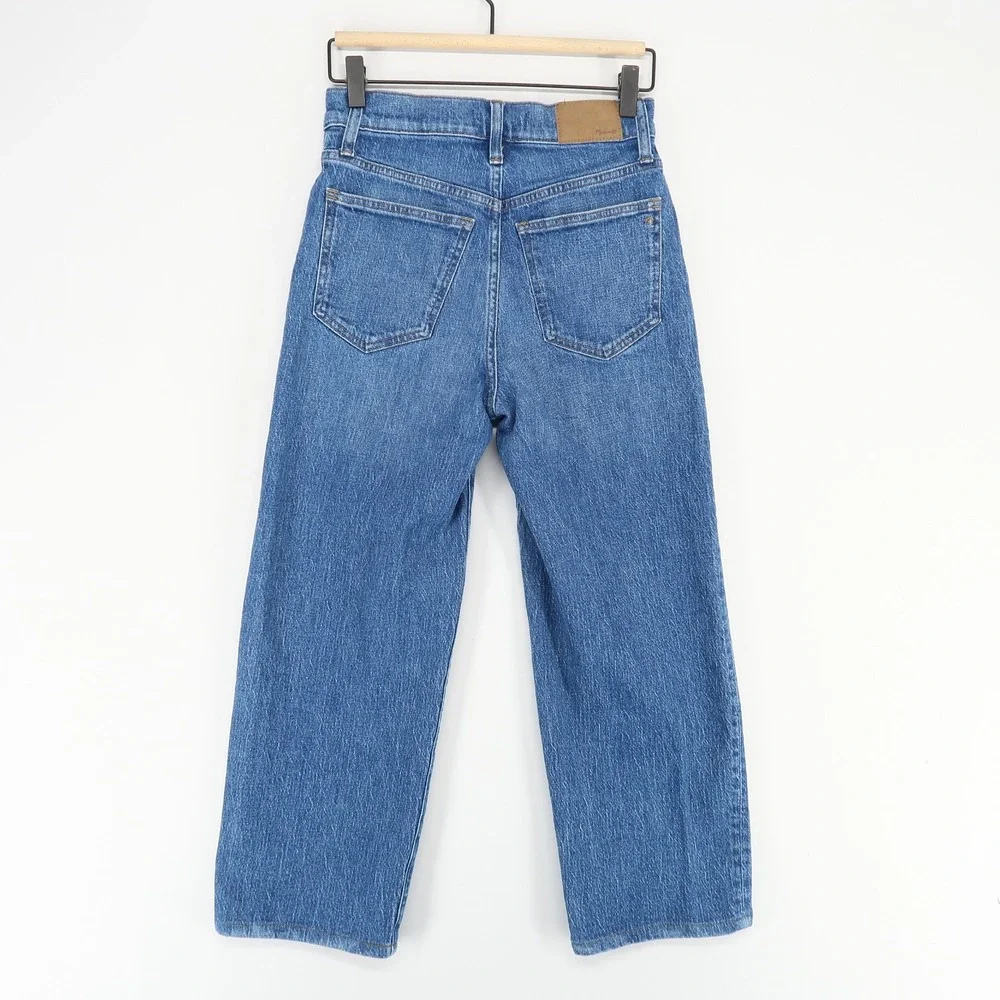Madewell Perfect Vintage Wide-Leg Jeans Womens 25 Blue High Rise Crop Stretch - Picture 2 of 12